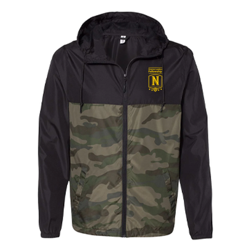 Independent Trading Co. Lightweight Windbreaker Zip Jacket -- Black / Forest Camo