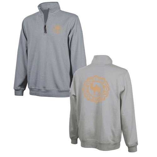 Charles River Crosswind Quarter Zip Sweatshirt -- Oxford Heather -- Camel