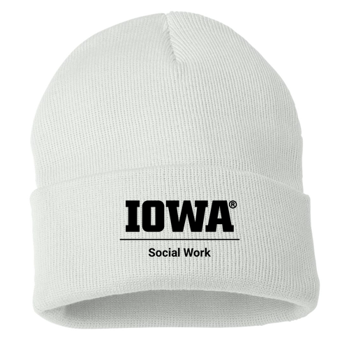 Embroidered Sportsman Solid 12" Cuffed Beanie -- White