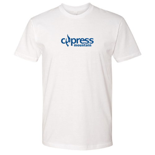 Cypress Mountain Logo 1 Blue Ink -- Short Sleeve White