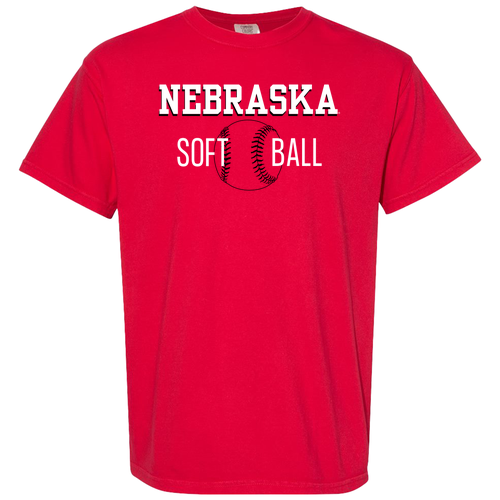 Nebraska Red Softball Garment Dye Tee