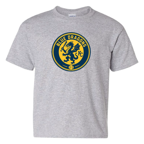 Youth Blue Dragons Baseball Seal Tee -- Sport Grey