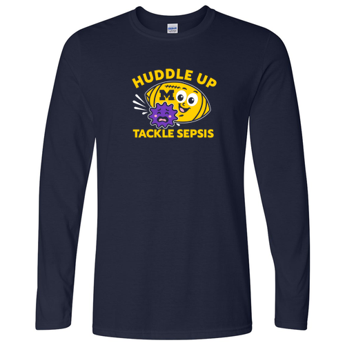 Gildan Softstyle Fitted Longsleeve T Shirt -- Navy, Tackle Sepsis with Cute Face [HIDE]