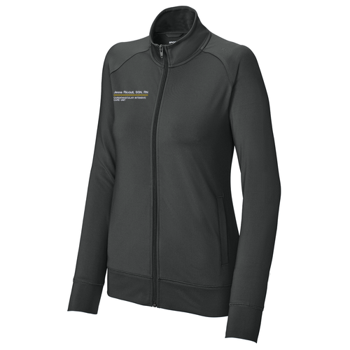 Sport-Tek Ladies Sport-Wick Stretch Full-Zip Cadet Jacket -- Charcoal Grey