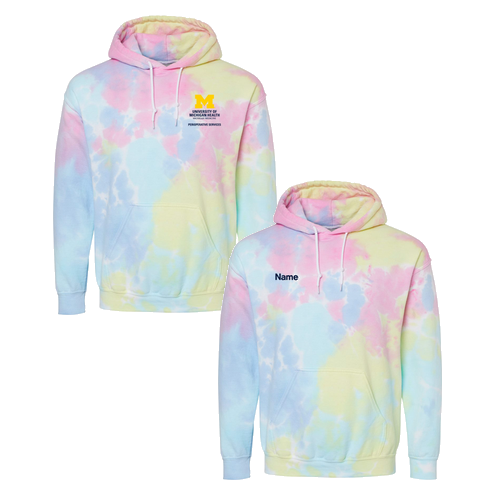 Perioperative Services Mens/Unisex Dyenomite Blended Hooded Sweatshirt -- Pastel Rainbow