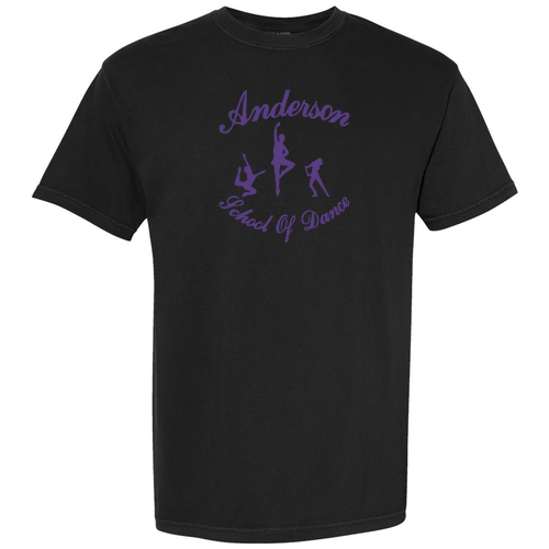 Comfort Colors Heavyweight Adult T-Shirt Full Front Purple Print -- Black