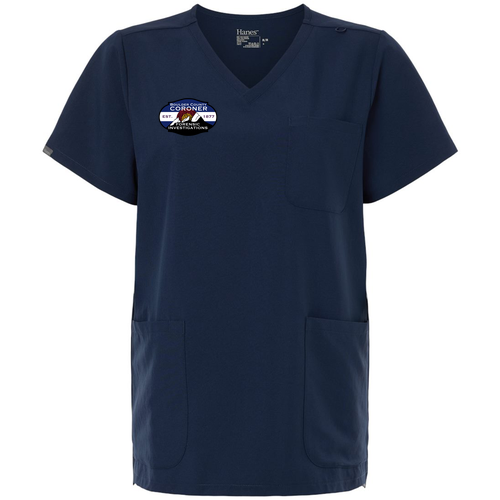 Hanes Women's V-Neck 3 Pocket Scrub Top -- Navy