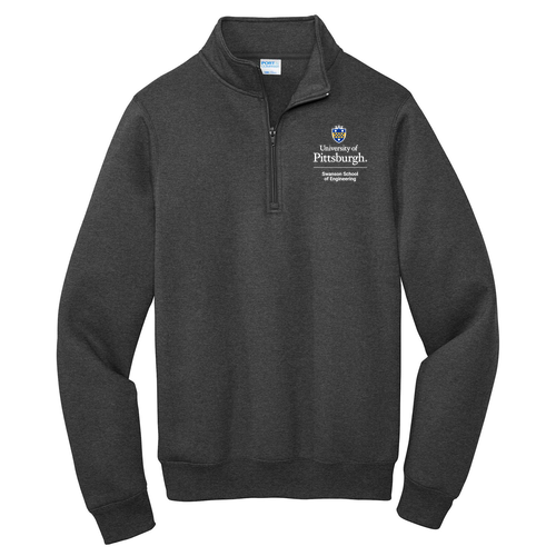 Pitt Shield Quarter-Zip Pullover Sweatshirt -- Dark Heather Grey