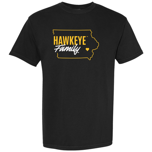 Hawkeye Family Logo Comfort Colors Unisex Garment-Dyed Heavyweight T-Shirt -- Black