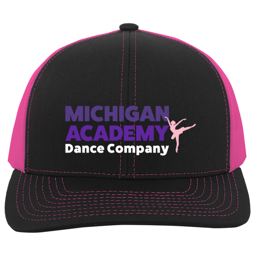 Mens/Unisex Pacific Headwear Trucker Mesh Hat -- Black / Pink / Black