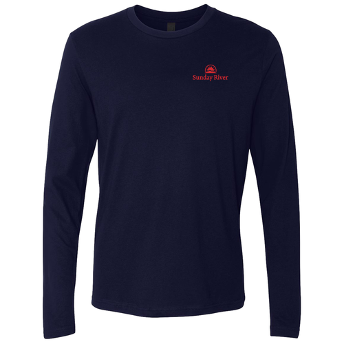 Sunday River Logo 2 Red Ink -- Long Sleeve Midnight Navy