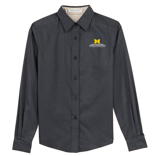 Ladies Port Authority Easy Care Long Sleeve Shirt -- Classic Navy / Light Stone, $34