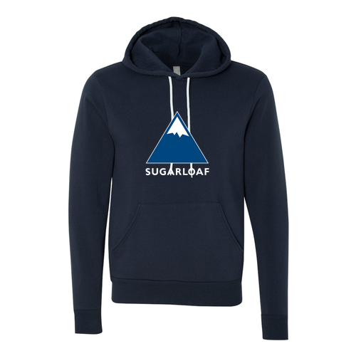 Sugarloaf Logo 1 Blue and White Ink -- Pullover Hooded Sweatshirt Navy