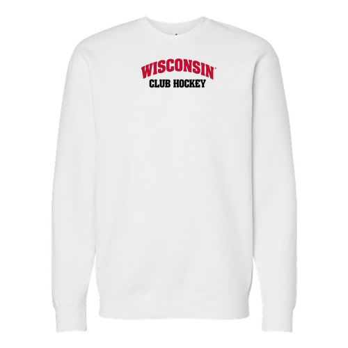 UW Club Hockey Arch Wisconsin Crewneck Sweatshirt -- White