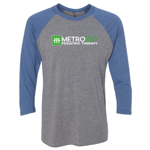 Next Level Unisex Tri-Blend 3/4 Sleeve Raglan -- Premium Heather / Vintage Royal