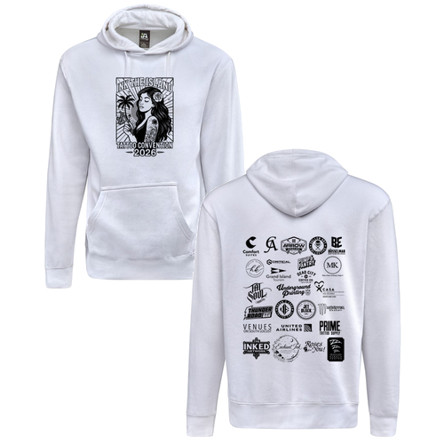Blackwork Adult Hooded Sweatshirt -- White