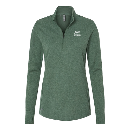 ADIDAS  Women's 3-Stripes Quarter-Zip Sweater -- Green Oxide Melange