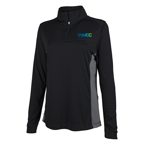 Charles River Women's Horizon Quarter Zip Pullover -- Black / Grey