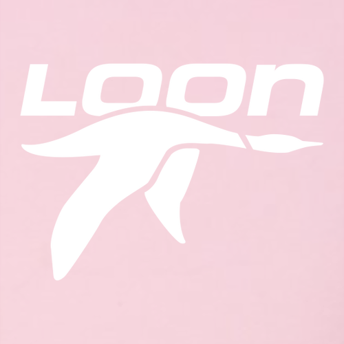 Loon Logo 2 White Ink -- Pullover Hooded Sweatshirt Pink