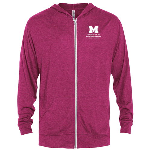 Delta Platinum Soft Tri-Blend Full Zip Hoodie -- Berry Heather