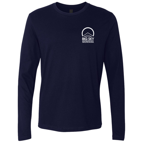 Big Sky Montana Logo 2 White Ink -- Long Sleeve Midnight Navy