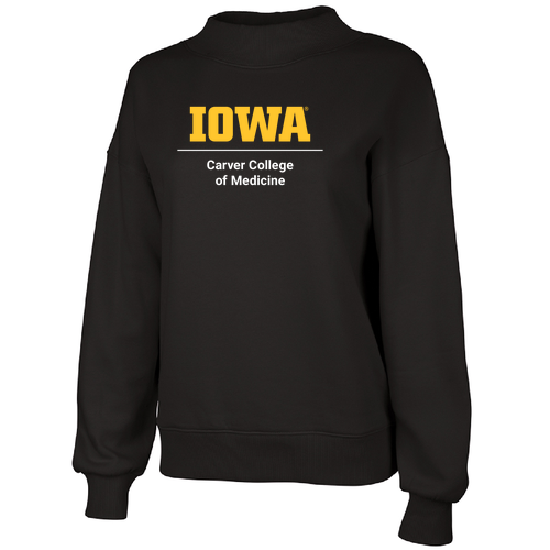 Printed CCOM Logo Charles River Women's Willow Mock-Neck Sweatshirt -- Black