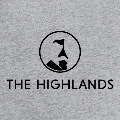 The Highlands Logo 2 Black Ink -- Long Sleeve Heather Grey