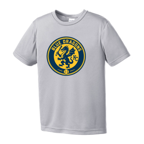 Youth Blue Dragons Baseball Seal Performance Tee -- Silver