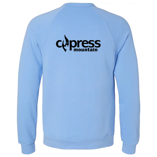 Cypress Mountain Logo 2 Black Ink -- Crewneck Sweatshirt Carolina Blue