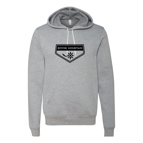 Boyne Mountain Logo 1 Black Ink -- Pullover hooded sweatshirt Athletic Heather