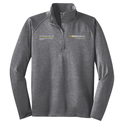 Embroidered Sport Tek Sport Wick Stretch Half Zip Pullover -- Charcoal Grey Heather