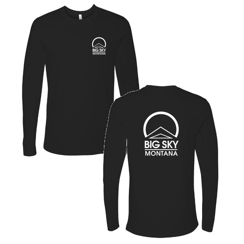Big Sky Montana Logo 2 White Ink -- Long Sleeve Black