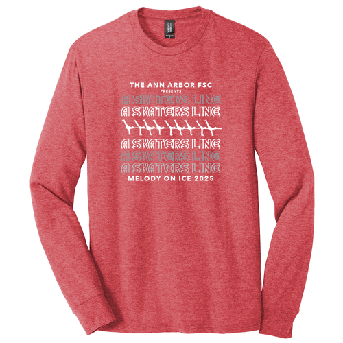 Mens/Unisex District Made Soft Fitted Perfect Tri Long Sleeve Crew Tee -- Red Frost