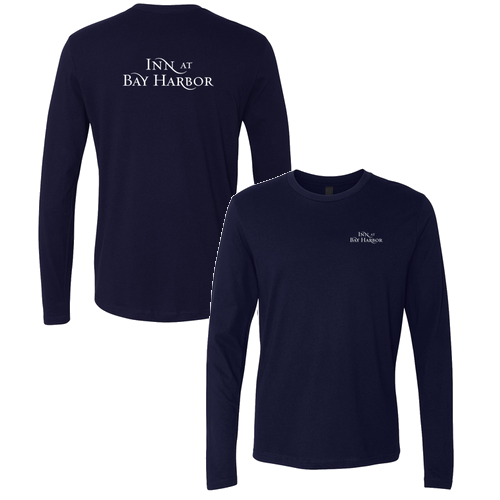 Inn at Bay Harbor 1 color White left chest/back Long Sleeve Crew -- Midnight Navy