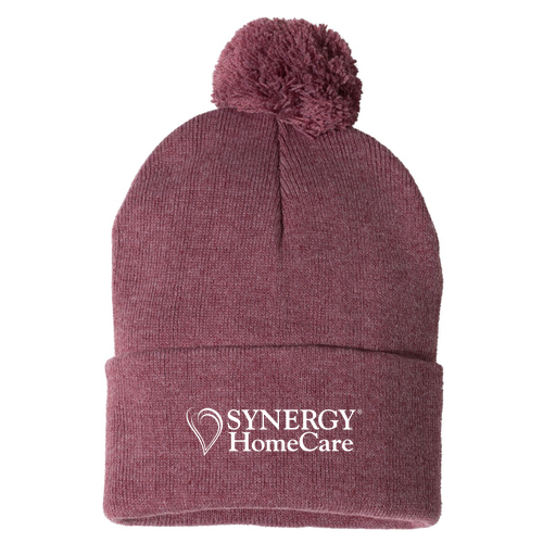 Sportsman Pom Pom Knit Hat -- Heather Cardinal