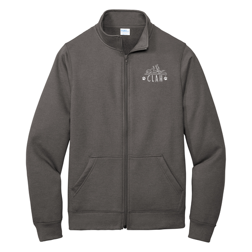 Port and Company Core Fleece Cadet Full-Zip Sweatshirt -- Dark Heather Grey