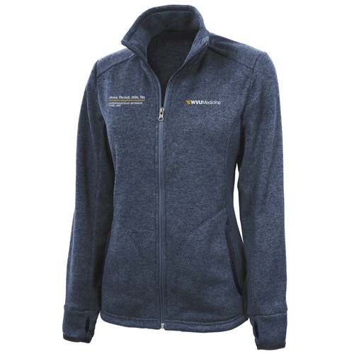 Embroidered Charles River Ladies Heathered Fleece Jacket -- Navy Heather