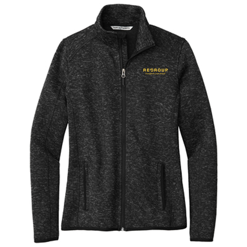 Ladies Port Authority Sweater Fleece Jacket -- Black Heather