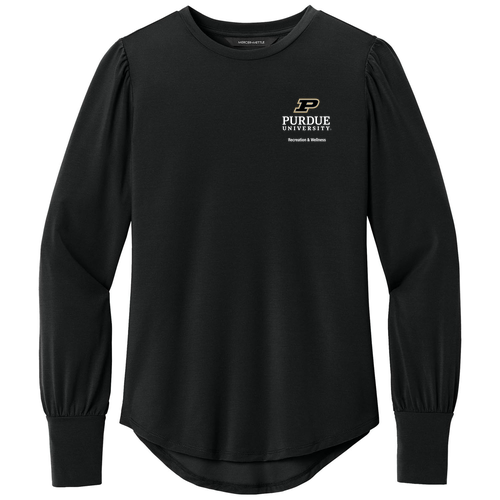 Mercer+Mettle® Women’s Stretch Jersey Long Sleeve Blouson Top -- Deep Black