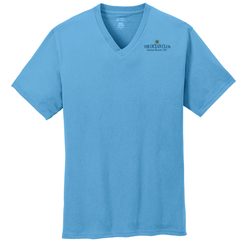 Port and Company Unisex Core Cotton V-Neck Tee -- Aquatic Blue