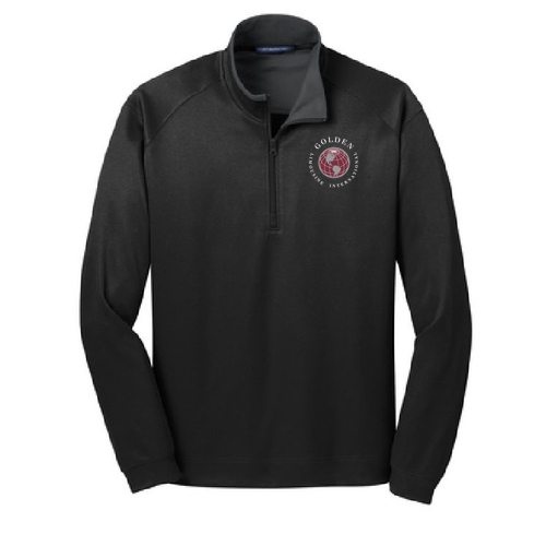 Port Authority Vertical Texture Quarter Zip Pullover -- Black / Iron Grey