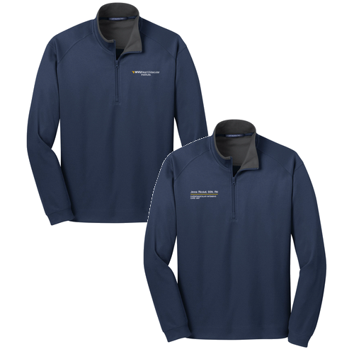 Port Authority Vertical Texture Quarter Zip Pullover -- True Navy / Iron Grey