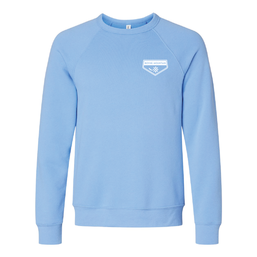 Boyne Mountain Logo 2 White Ink -- Crewneck Sweatshirt Carolina Blue