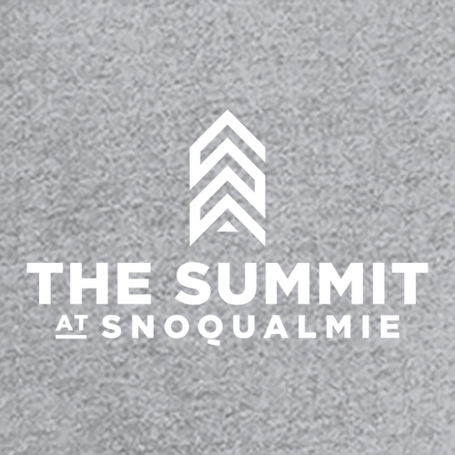 The Summit at Snoqualmie Logo 1 White Ink -- Short Sleeve Heather Grey