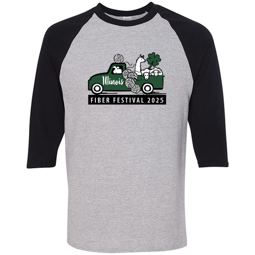 Gildan Heavy Cotton Adult 3/4 Sleeve Raglan Tee -- Sport Grey / Black