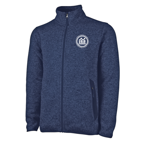 Charles River Mens Heathered Fleece Jacket -- Navy Heather White Logo