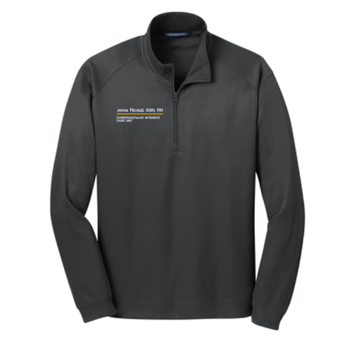 Port Authority Vertical Texture Quarter Zip Pullover -- Iron Grey / Black