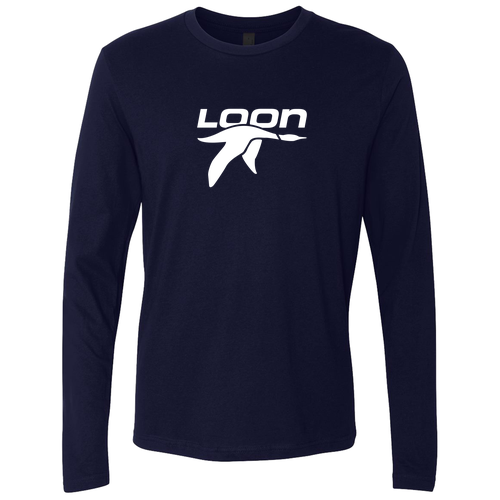 Loon Logo 1 White Ink -- Long Sleeve Midnight Navy