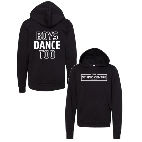 Boys Dance Too Youth Bella Canvas Sponge Fleece Hooded Sweatshirt -- Black