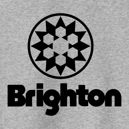 Brighton Logo 2 Black Ink -- Pullover Hooded Sweatshirt Athletic Heather